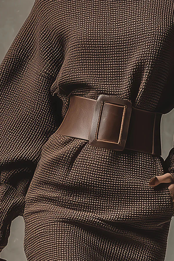 Blanca | Vestido Corto de Punto con Cinturón Ajustado