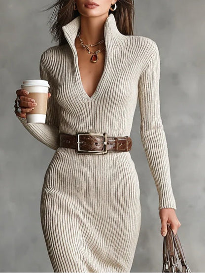 Julieta | Vestido Midi de Manga Larga con Cinturón