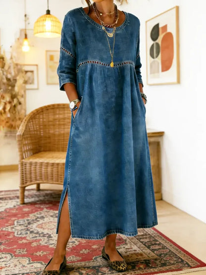 Vestido midi línea A encaje