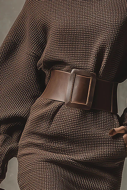 Blanca | Vestido Corto de Punto con Cinturón Ajustado