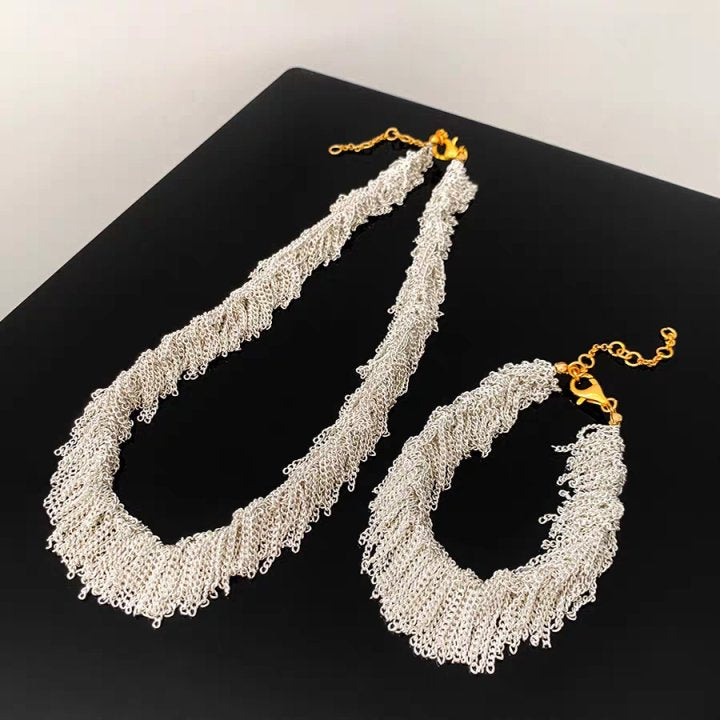 Ursa™ Pendientes, collar, pulsera con flecos en forma de cascada