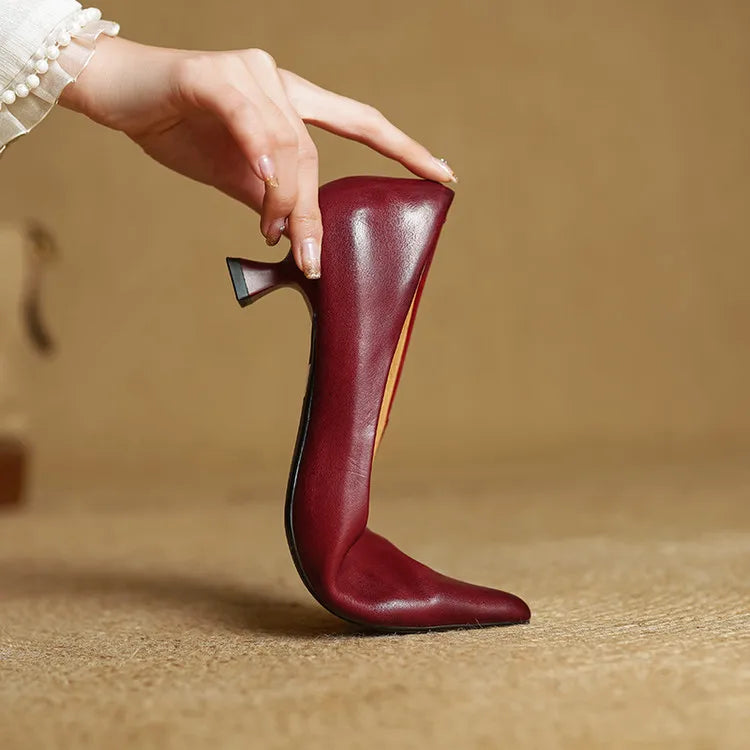 Anok Tacones Altos de Cuero Auténtico